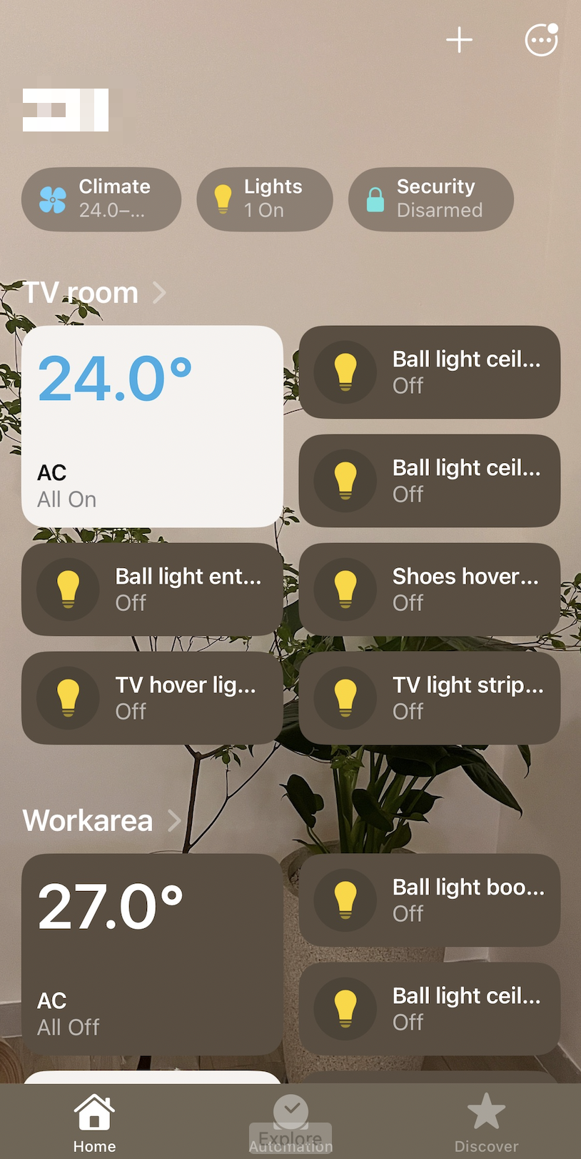 Screenshot of my Apple Home app